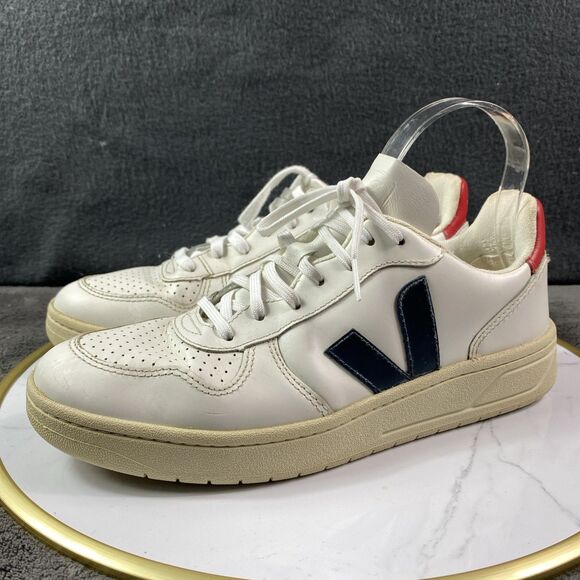 VEJA V-10 Leather Sneakers Women’s Size 9 White Marsala Nautico Lace Up Shoes - Picture 1 of 14